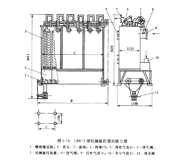 DLMC型组合式脉冲喷吹扁袋式除尘器基本参数